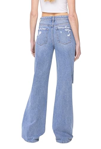 Flying Monkey Super High Rise 90's Vintage Flare Jeans Medium Blue F5312-253