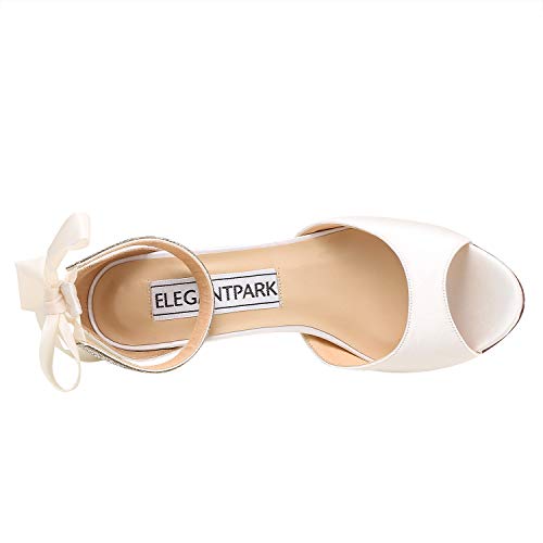ELEGANTPARK Women Peep Toe High Heel Sandals Bridal Wedding Shoes For Bride Ankle Strap - Image 4