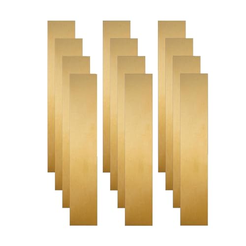 12 Pieces Brass Shim Stock Assortment 6 x 1 Inch,Brass Strip Metal Shims for Leveling for Trim Gap Filler/DIY/Industrial Use (0.002'', 0.004'', 0.006'', 0.008'', 0.012'' and 0.016'')