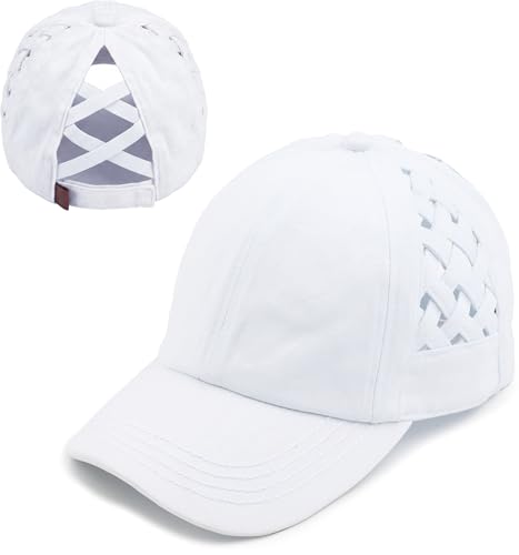 Image of Funky Junque Womens Baseball Cap Dad Hat Ponytail Messy Bun Trucker Ponycap