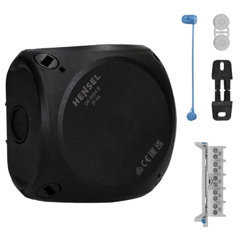 Hensel DK 0404 B - Caja de derivación de cables (1,5-4 mm², 3 fases, 6 mm², 1 fase, 5 polos, con abrazadera IP66), color negro