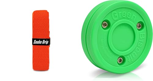 Green Biscuit Snake Grip Bundle | Hockey Grip Tape & 1 Green Biscuit Pucks | Polymer Sports Tape - Orange