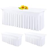 2 Pack 6ft Spandex Table Skirts Stretch Table cover,One-Piece Wrinkle Resistant Fitted Tablecloth...