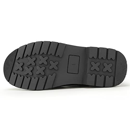 Hawkwell Girls Boys Combat Work Boots Side Zipper Ankle Boots With Rainbow Lace Up,Burgundy Patent Pu,11 M Us Little Kid #TOP4