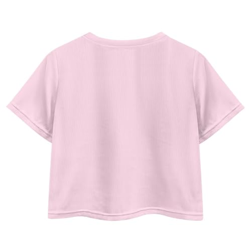 Image of Girls Fashion Crewneck Tee Shirts Casual Short Sleeve Crop Top Summer Outfits 5-14 Year