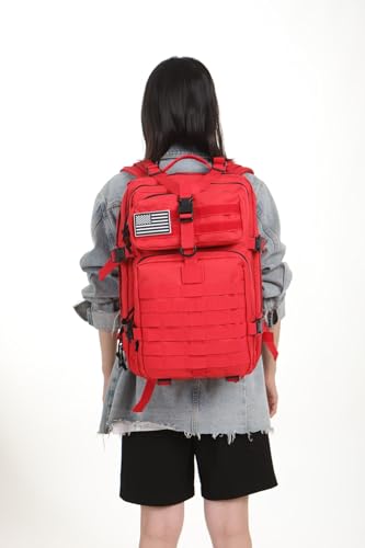 GUJOIN 50L Strapazierfähiger Nylon Wasserdichter Angeln Jagdrucksack Outdoor Militär Rucksäcke Taktische Sport Camping Wandertaschen (Red) – Ansicht 3