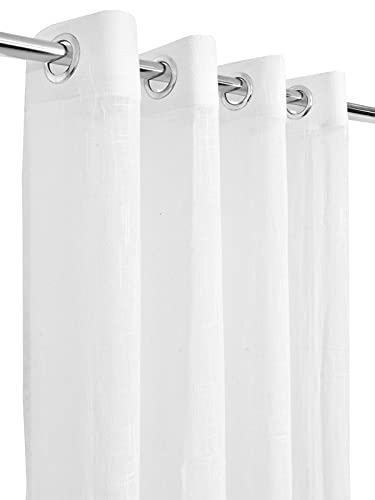 Image of Cotton Linen Solid Curtain with Eyelet Rings,Window Curtains for Pooja Room /Living Room /Dining Hall /Hotel /Bedroom /Kid Room /Kitchen (5 Feet, White) Set of 2