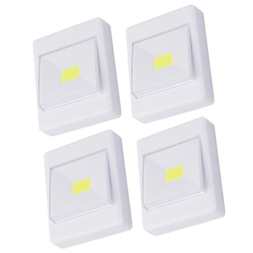 DOITOOL 4pcs LED Wall Lights White Cabinet Lighting for Home Self Adhesive Soft Light for Closets Stairs Bathrooms and Entryways Eye Protection No Battery Included