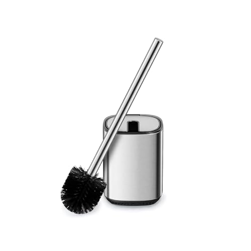 Sleek Toilet Brush Holder Set Toilet Bowl Brush Stainless Steel Automatic Open lid Toilet Bowl Cleaner Brush with Durable Bristle Head Toilet Cleaning Brush for Bathroom (1 stainless steel)