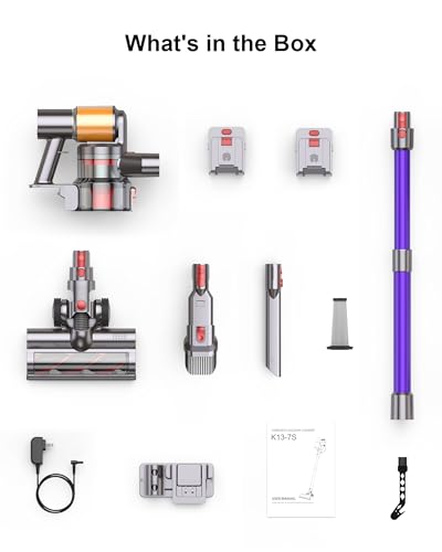Image of Cordless Vacuum Cleaner, 2 Batteries 120 Mins Runtime, 550W 45KPA Stick Vacuum with Self-Standing, Tangle-Free Brush, LED Display, Vacuum Cleaner for Home Hardwood Floor, Carpet, Pet Hair