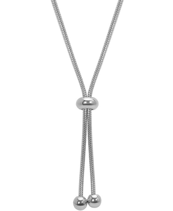 El Regalo Stainless Steel Slider Tie Necklace- Anti-Tarnish/Waterproof Fashion Snake Chain Sliding Beads Necklace (Silver) (B0CWXLT911) Amazon Price History, Amazon Price Tracker