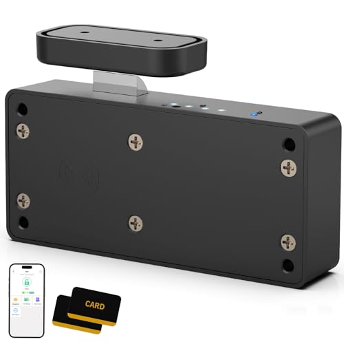Bestkid Cabinet Lock RFID Card NFC Hidden Drawer Lock for Kitchen Pantry Furniture Smart Cupboard Door with Bluetooth APP Child Safety No Drilling Required Black