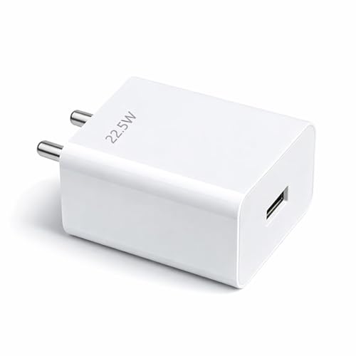 Image of 22.5W Fast Charger with USB-C Cable, Quick Charge 3.0 Power Adapter Compatible with Redmi Note Series, Poco, Mi, Any Type C Devices - with Power Delivery (White) (VN-22.5W j3)