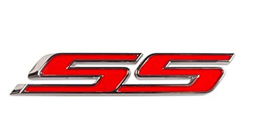 Image of SS Letter Grille Fender Lid Trunk Emblem Badge Plus SS keychian for Chevy Camaro Impala 2010-2015 (Red)