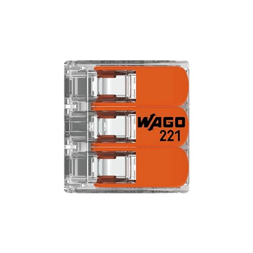 Image of WAGO 221-613 | Easy-to-Use Electrical Wire Connector | Pack of 30 | Compact, Tool-Free, Transparent - For DIY, Panels & Wiring Projects - 3-Conductor