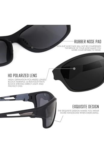 Image of Polarized Sports Sunglasses for Men & Women | UV400 Protection | Lightweight Driving, Fishing, Cycling, Running & Outdoor Sunglasses with TAC Lens