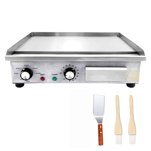 MOOTACO Plancha Parrilla eléctrica comercial de acero inoxidable,35/45/54cm con control de temperatura regulable 50~300℃ para restaurante, lugares público,barbacoa (45 x 30 cm)