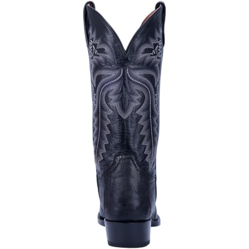 Image of Dan Post Mens Winston Lizard Embroidered Pull On Round Toe Dress Boots Mid Calf - Black