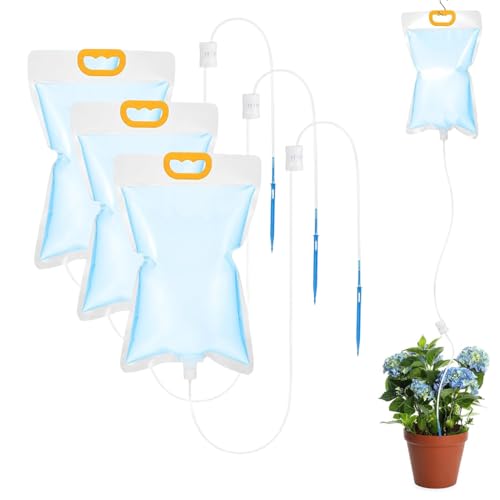 3 Stück 3,5L Pflanzen Automatische Bewässerung Tropfbewässerungsbeutel, Infusionsbeutel Mit Verstellbarem Durchfluss Ventilschalter, Topfpflanzen Urlaubsbewässerung, Bewassersystem Blumentopf Indoor