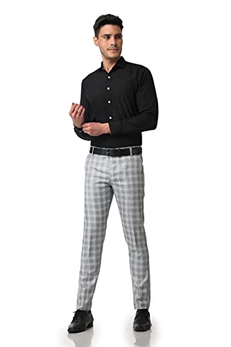 Image of MALENO Men's Polycotton Slim Fit Checkered Trouser |Trousers for Office, Party | Men Formal Pant