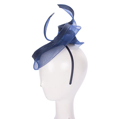 Lawliet Navy Blue Women Derby Sinamay Fascinator Wedding Hat Headband Headpiece T433 #TOP7