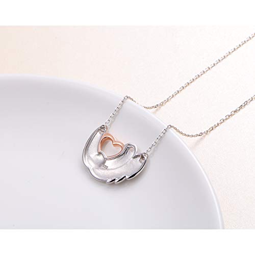 925 Sterling Silver Cute Zoo Animal Relax Slow Down Sloth Holding Heart Charm Pendant Necklace Birthday Gift for Women Teen Girls Daughter,16+2 inch - Image 5