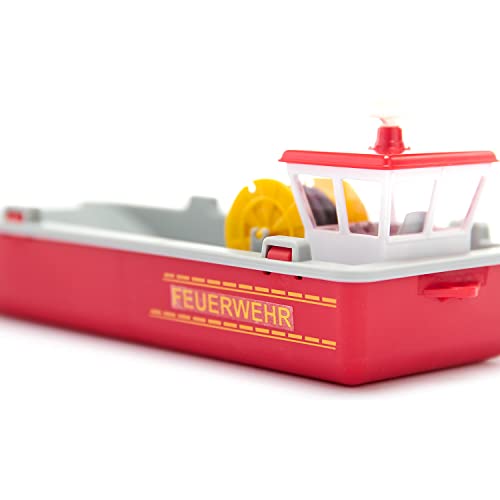 siku 2117, Feuerwehr Arbeitsboot, 1:50, Metall/Kunststoff, Rot/Gelb, Inkl. Ford F150 Pick-Up und Stickerbogen – Bild 3