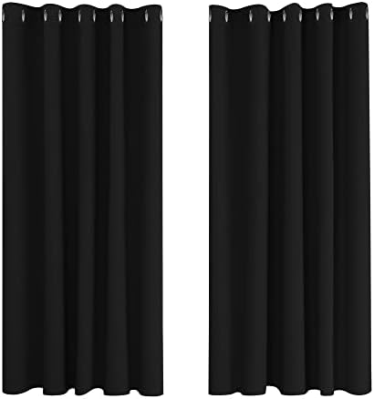 Deconovo Grey Blackout Curtains 46 x 54 Inch Eyelet Super Soft Thermal Insulated Bedroom Curtains Blackout Eyelet Curtains for Living Room Light Grey 2 Panels