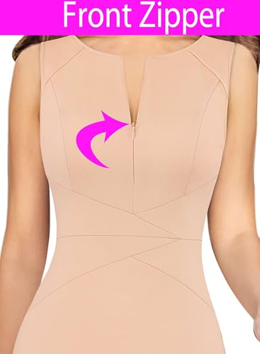 VFSHOW Womens Front Zipper Work Business Office Bodycon Dress Elegant Professional Career Church Party Pencil Sheath Dress