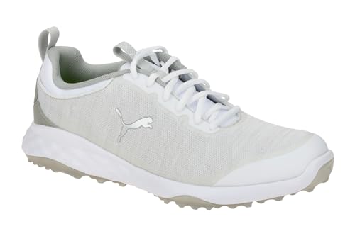 Image of Puma Fusion Pro Golf Shoes, Unisex Adult, Puma White /Puma Silver /Flat Light Grey (377041) (05), 26.5 cm