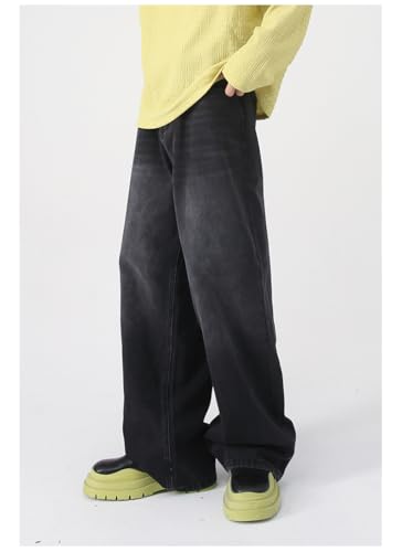 Image of HUNGSON Mens Baggy Jeans for Men Women Y2k Skater Vintage Plain Pants Casual Wide Leg Jeans Loose Fit Denim Jeans