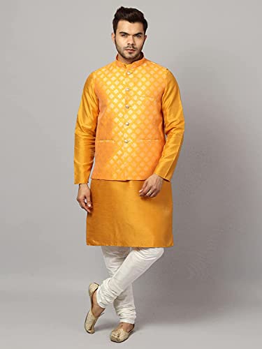 Image of Uri and MacKenzie Men's Silk Blend Kurta Pajama with Designer Ethnic Nehru Jacket /Modi Jacket