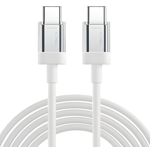 Image of Nothing Original 65W Type C to C High Speed 3.3Ft Cable for Nothing /CMF Nothing Phone 2 /2A /1 / Google /Galaxy S24 Ultra /Buds Fast Usb C Charging Support Laptop /Tablet Cord Sync Data Transfer, White