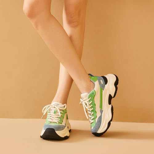 Image of BEAU TODAY Womens Chunky Sneakers, Chunky Shoes for Women, Lace up Comfortable Fashion Dad Sneaker