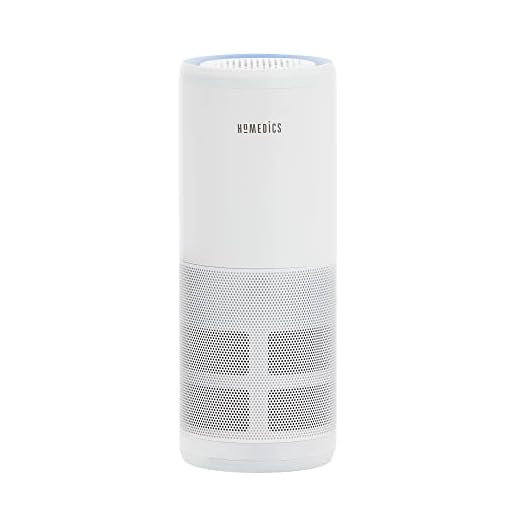 HoMedics TotalClean 4-in-1 Portable Air Purifier, Small Spaces, Removes Bacteria, Allergens, Dust, Germs, 360- Degree HEPA-Type Filter, UV-C Light Technology, Activated Carbon Reduces Odors (White)