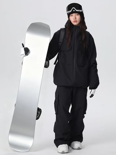 YEEFINE Women\'s Snow Snowboard Suits Baggy Men\'s Ski Jacket and Pants Set Insulated Snowsuits Waterproof Winter(Black,L) - Thumbnail 3