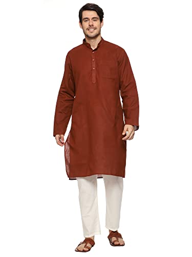 Image of ITOS365 Men Cotton Blend Kurta Pyjama Set Party Fashion Regular Ethinic Wear Indian Dress Gift for Men