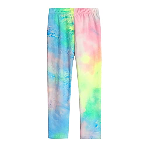 Girls Printed Leggings Casual Yoga Pants Stretchy Tie-Dyed Leggings Girls Full Length Athletic Leggings Pants