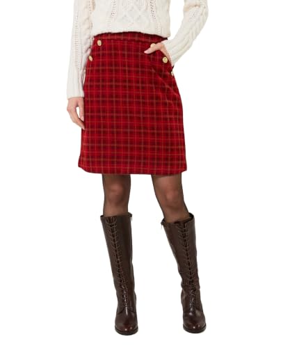 Image of Joe Browns Women's Checked Mini Skirt with Button Detail, Red, UK 10