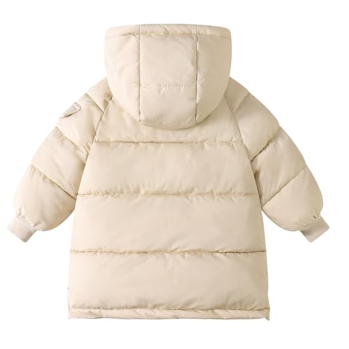 Length Hooded Winter Coat for Kids Girls Solid Color Zip Up Padded Puffer Jacket Toddler Boys Button Down Warm Outerwear2