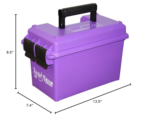 Image of MTM AC50C-25 Ammo Can, 50-Caliber, Heavy-Duty Dual Latching System, Rugged Polypropylene Plastic, O-Ring Seal System, Water Resistant, Bulk Ammo Storage, USA Made, Purple (Pack of 6)