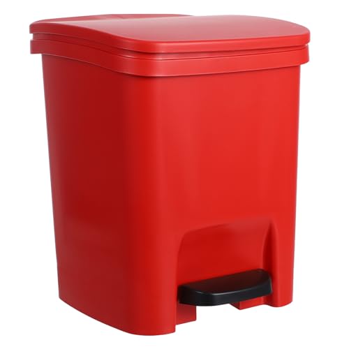 Caneca de basura rectangular con pedal 10L color rojo