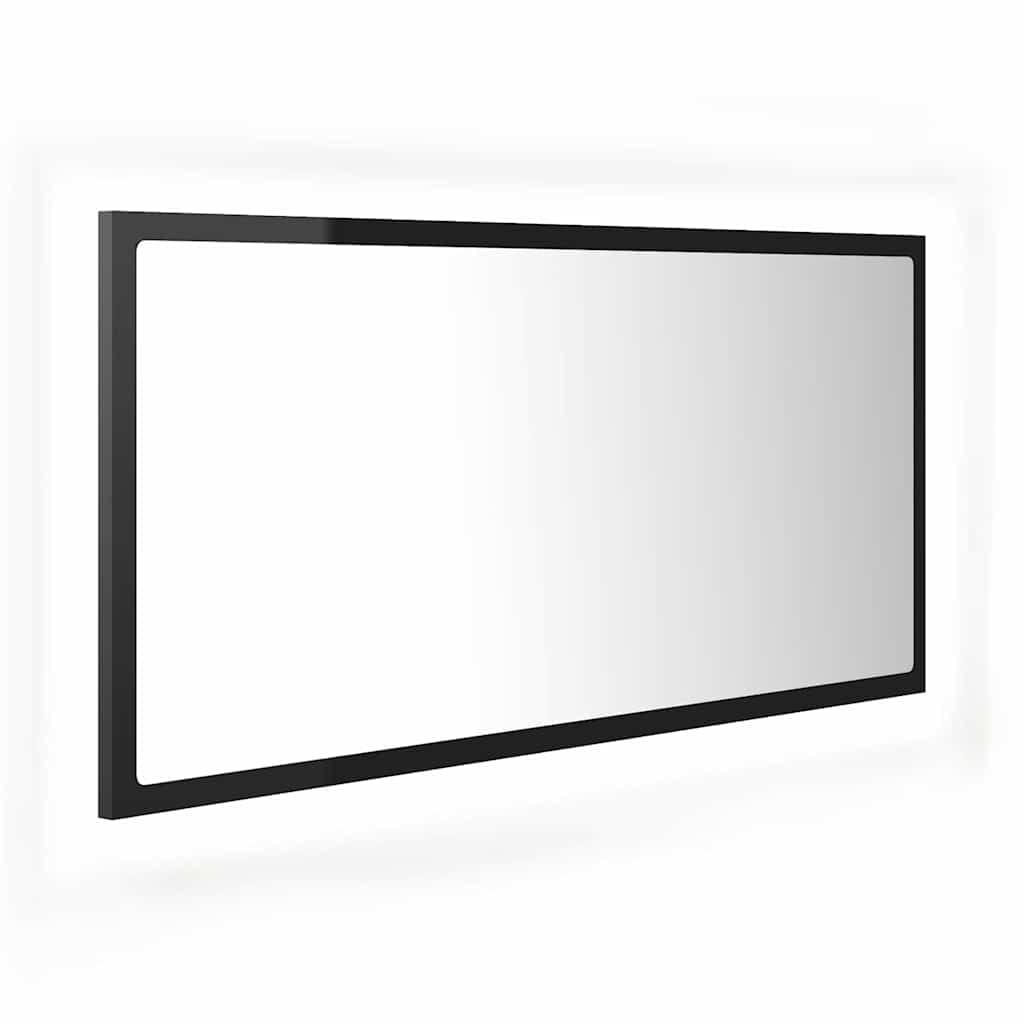 Home strumenti-Specchio da Bagno a LED Nero Lucido 90x8.5x37 cm Acrilico