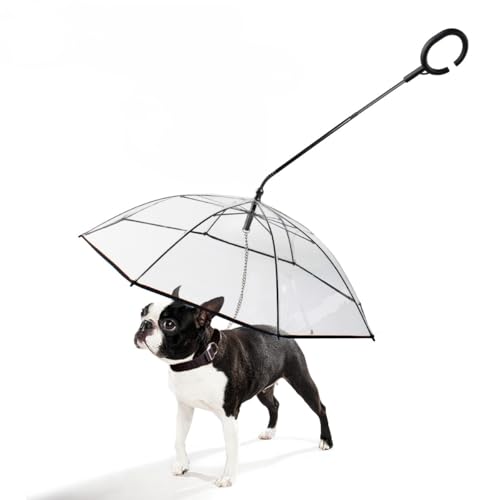 Pet-leash-transparent-pet-umbrella-dog-C-shaped-umbrella-pet-supplies-adjustable-rainy-day-dog-walking-leash-Outdoor-Clear-Dog-UmbrellaOutside-Pet-Umbrella-Dog-Raincoat-Hat-White