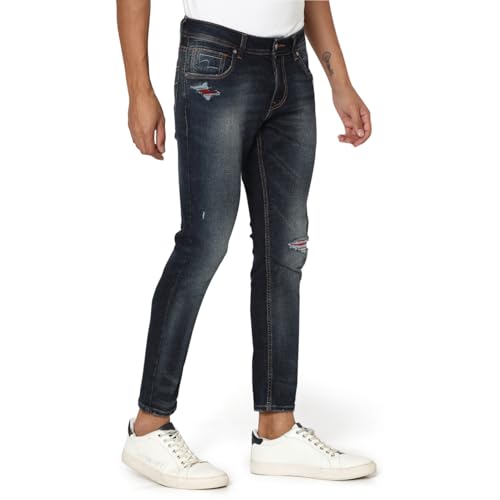 Image of Spykar Men's Kano Slim Fit Mid-Rise Jeans (Ankle Length)