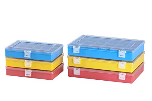 hünersdorff Sortimentskasten: stabile Sortierbox (PS-Compact) mit fester Fachaufteilung (8 Fächer), Sortierkasten-Maße: T170 x B250 x H46 mm, Made in Germany, rot (Packung mit 4)