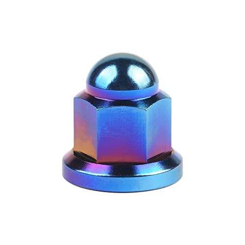 Image of Titanium M6 M8 M10 Dome Head Acorn Nuts for Bicycle Motorcycle Exhaust Pipe Car Pack of 6 (M8, Burning Blue)