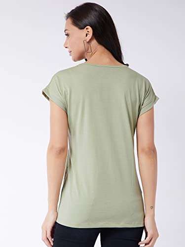 Image of Modeve Women Printed Cotton Blend Half Sleeve Round Neck T-Shirt for Summer
