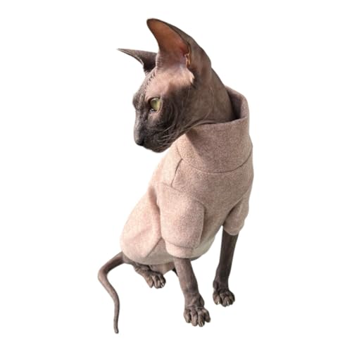 Pull d'hiver en coco brossé tabac pour sphynx chat nu taille L - 2