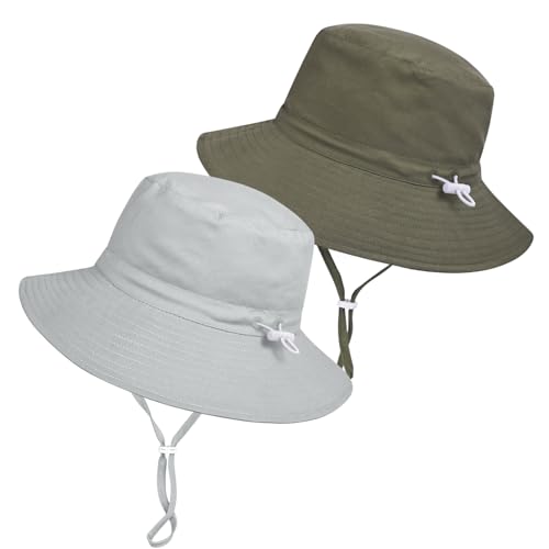Image of Baby Toddler Sun Hat,Boys Girls Adjustable Bucket Hat for Kids UPF 50+ Sun Protective Child Summer Beach Hats 0-5 Years